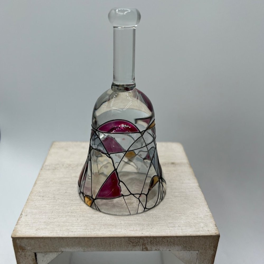 Crystal Glass Bell Table Top Decoration Stained Glass Painted Design